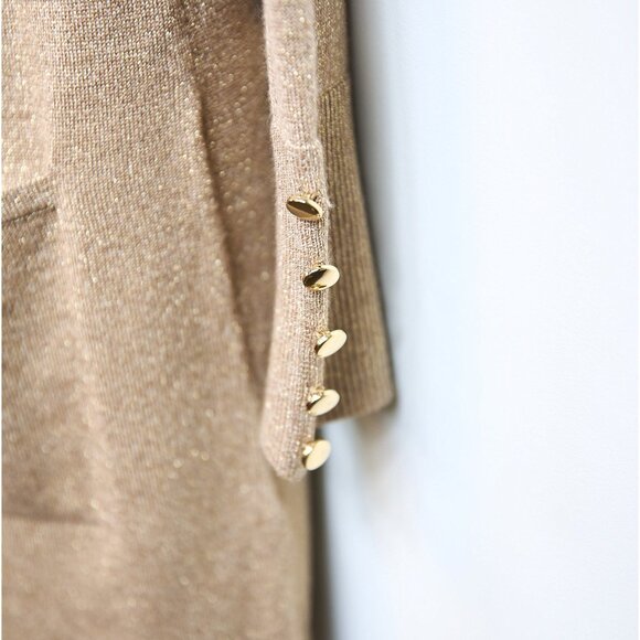 JM Collection Shimmering Gold Cardigan Size Large with Gold Buttons - Picture 4 of 11